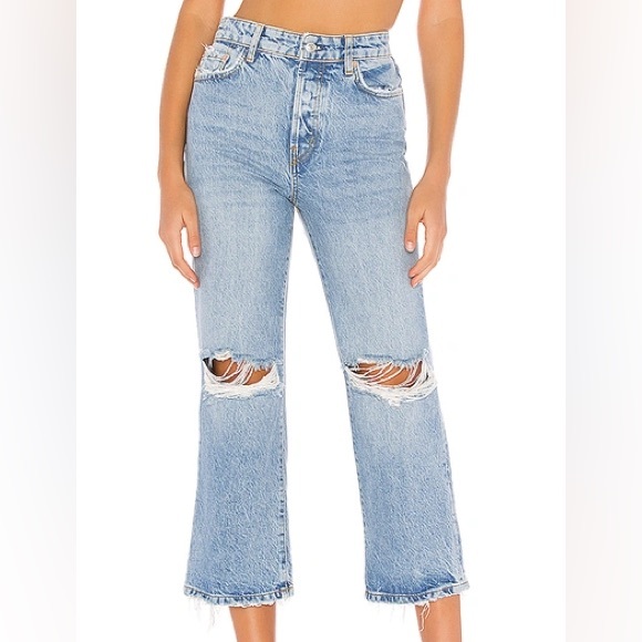 We The Free Blue Distressed Flare Jeans - Picture 2 of 9